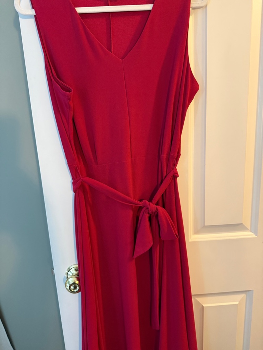 Apt. 9 Sleeveless V-Neck Maxi Dress in Berry Red with Tie Waist